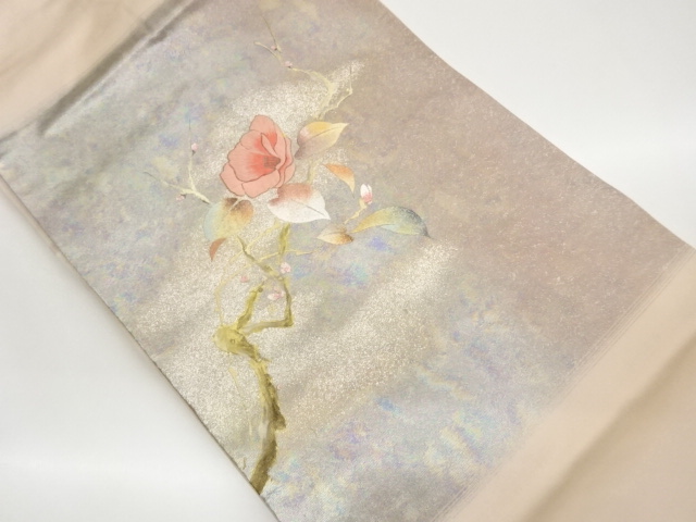 JAPANESE NAGOYA OBI / EMBROIDERY / KINSAI / CAMELLIA